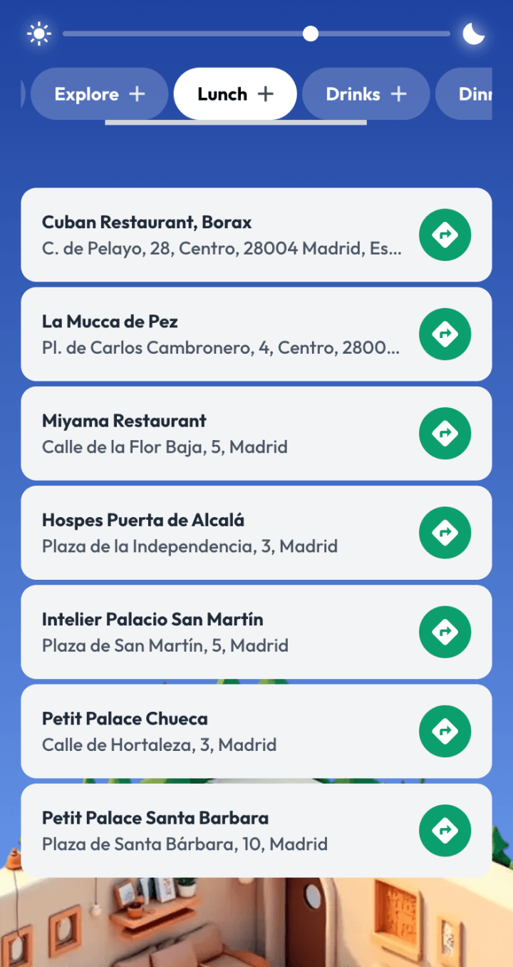 Time-of-day recommendations widget