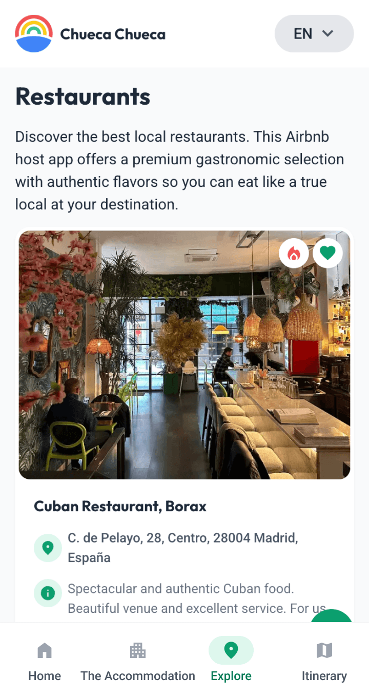Featured restaurant and leisure recommendations near the accommodation